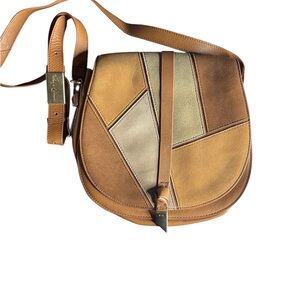Foley + Corinna Tan and Brown Crossbody Bag with Saddle-Style Design